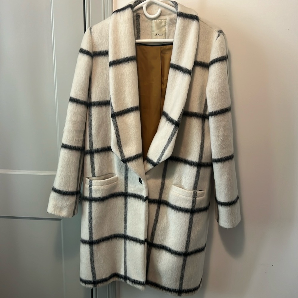 Anthropologie Elevenses Windowpane Wool Coat